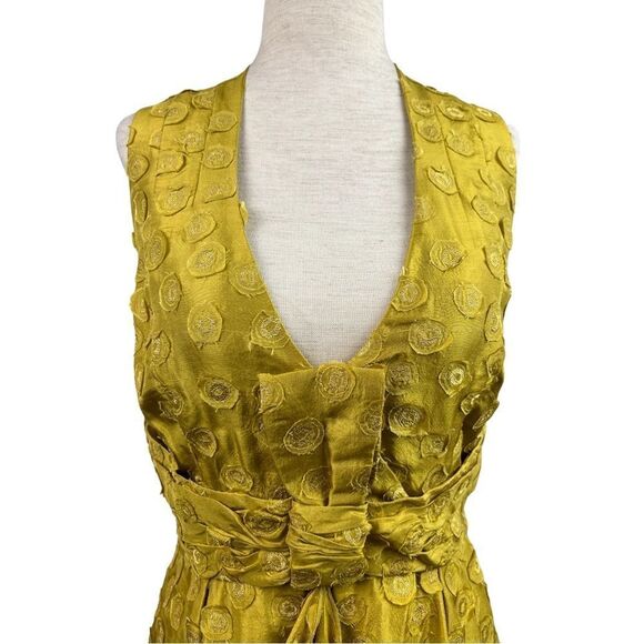 Anthro Quillaree Lemongrass Silk Tethered Dots BHLDN 4 - Picture 5 of 15